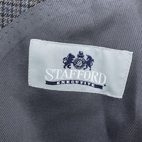 Stafford Blazer Men 44R Gray Black Houndstooth Executive Classic‎ Career Wool - Picture 10 of 14